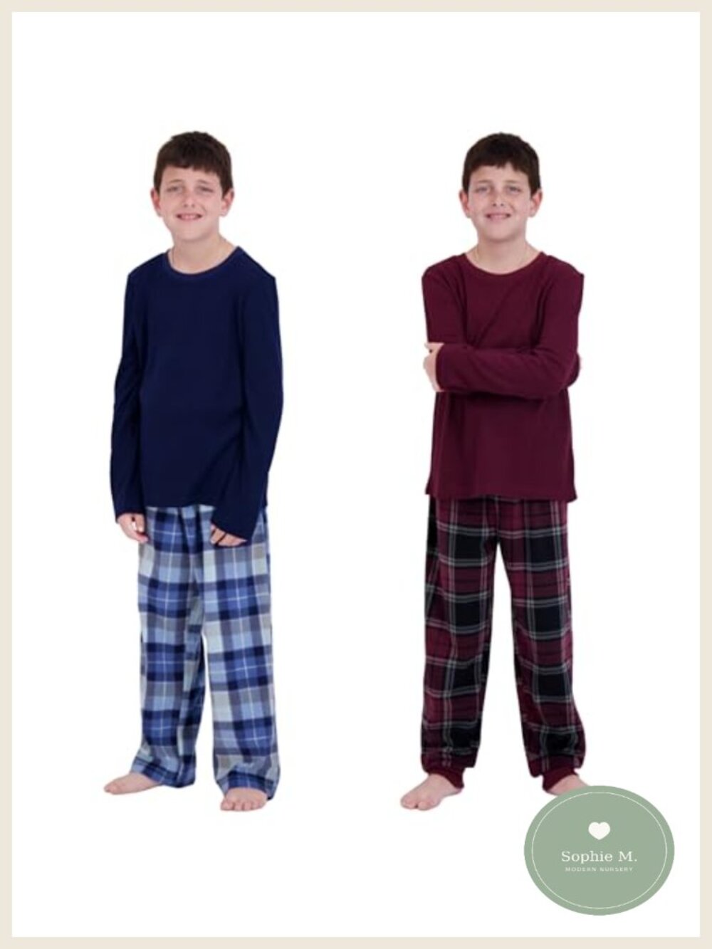 Boys 4-Piece Pajama Set Long Sleeve Thermal Tops & Microfleece Pants Sleepwear